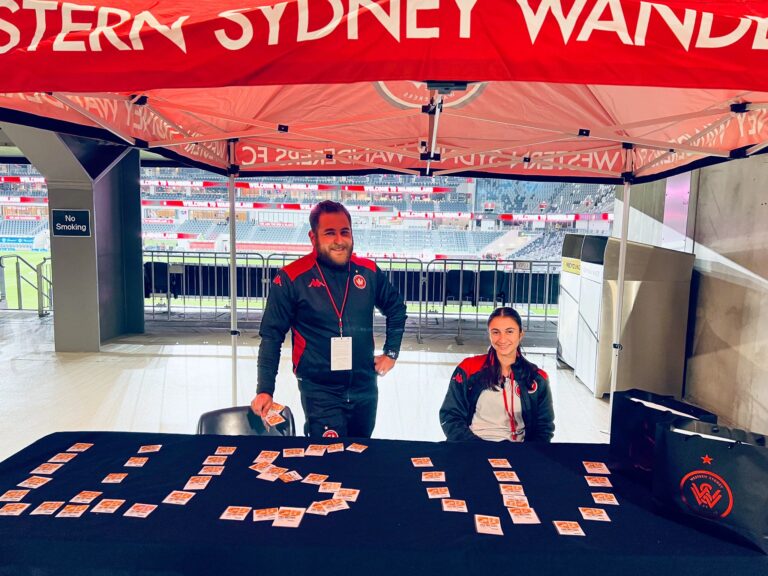 Western Sydney Wanderers Sport & Business Program students volunteering at a game day